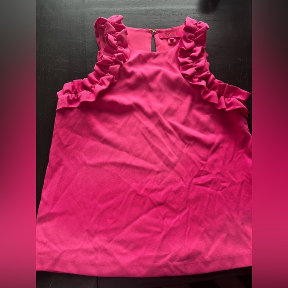 Lilly Pulitzer Kailee Sleeveless Ruffle Top Roxie Pink XS - Picture 6 of 10